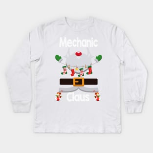 Mechanic Claus Santa Christmas Costume Pajama Kids Long Sleeve T-Shirt